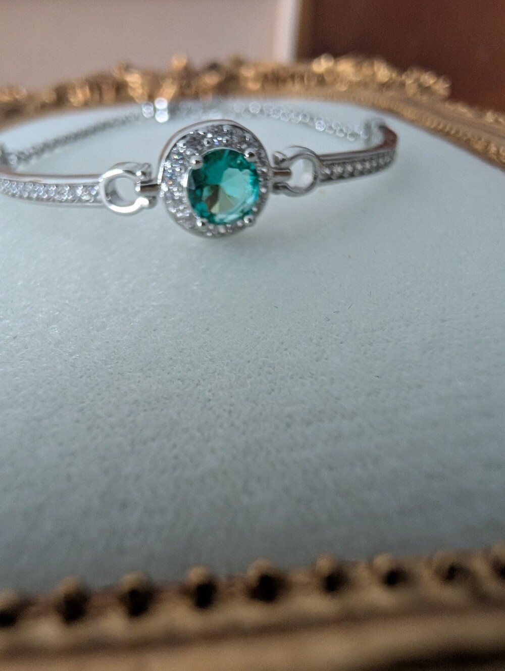 1 ct Carat Blue Green Moissanite Bracelet 7.5" Diamond Style 💎